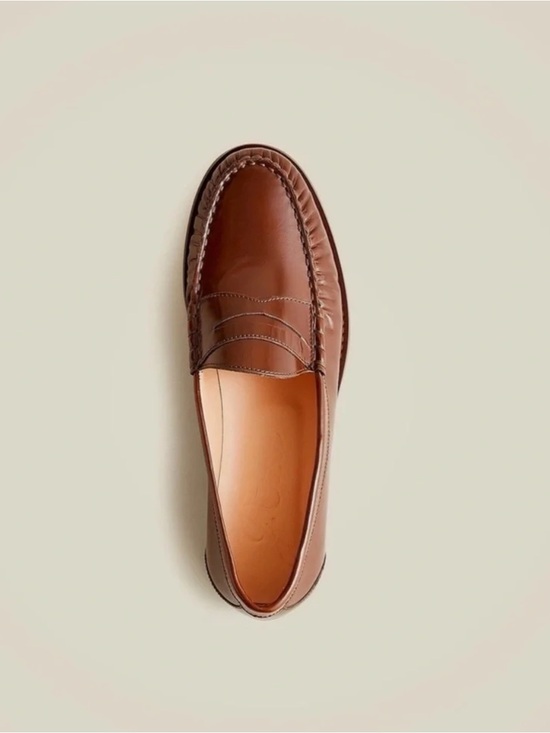 J. Crew Shoes - J.Crew Winona Penny Loafers Spazzolato Leather Carmel Brown Size 6.5